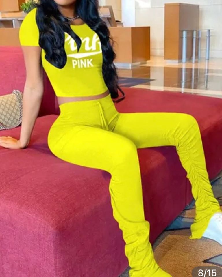 Pink Logo Yellow Two Piece