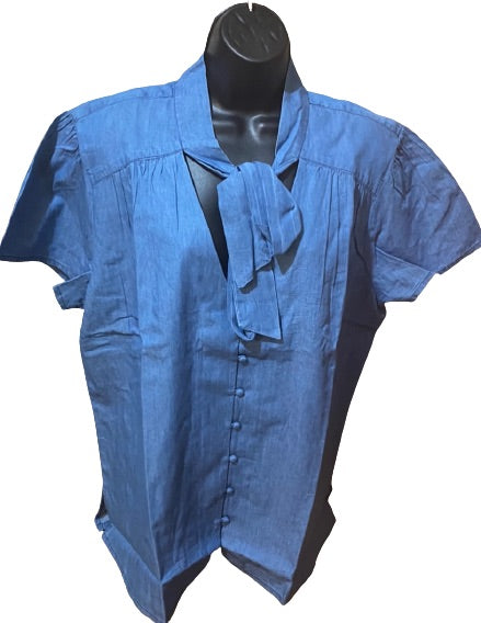 Chambray Bow Blouse