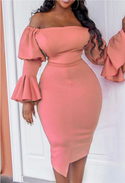 Off Shoulder Peach Dress
