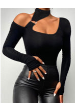 O-Ring Cold Shoulders Long Sleeve Top