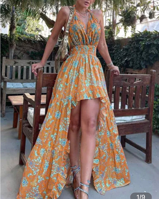 Orange Half/Long Spring Dress